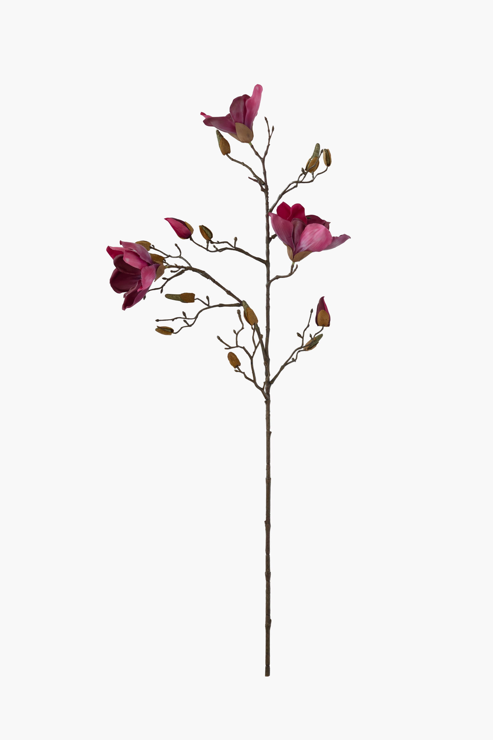 90cm Medium Branch Yulan Magnolia (Texture Printed Fabric) - Dark Red (Textured)